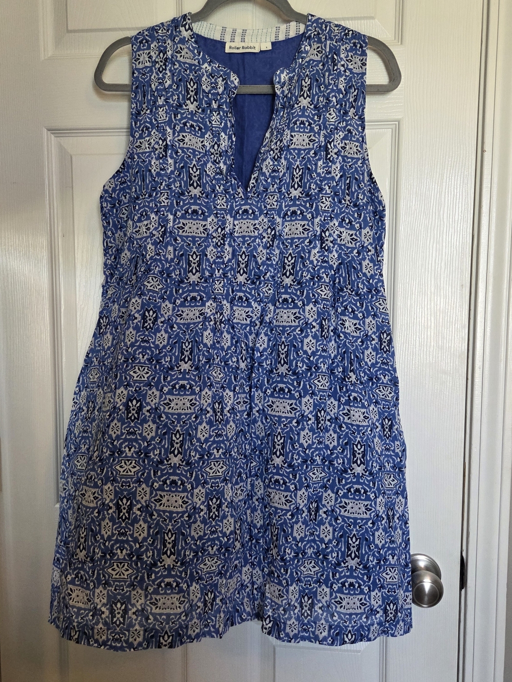 Roller Rabbit Blue Printed Sleeveless Mini Dress
